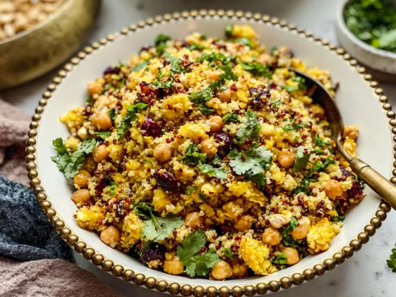 One Pot Moroccan-Inspired Chickpea Quinoa Salad in Bowl