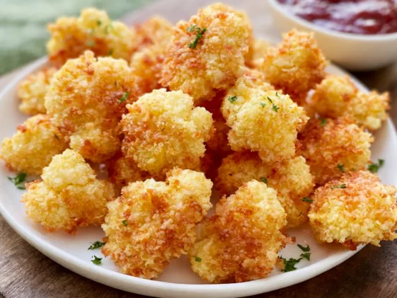 Crispy Parmesan Cauliflower Bites Ready to Serve