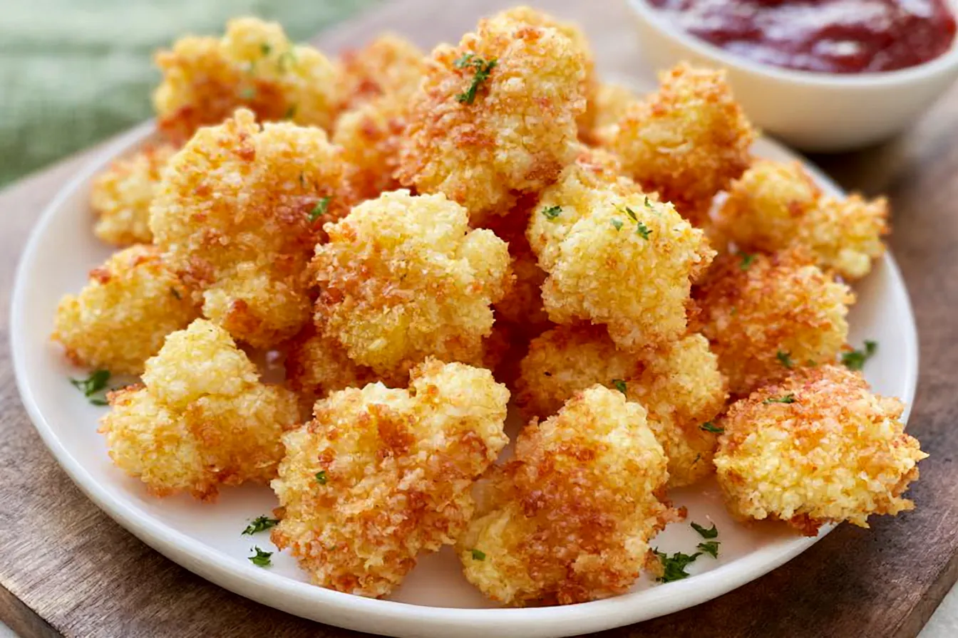 Crispy Parmesan Cauliflower Bites Ready to Serve