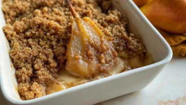 Delicious Pear Crumble Fresh From the Oven