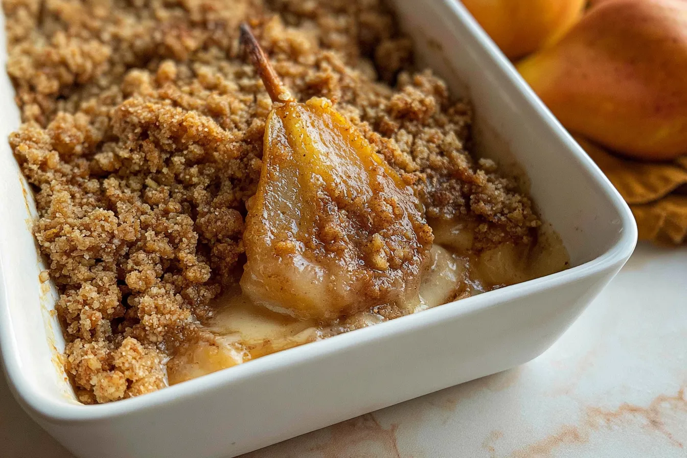 Delicious Pear Crumble Fresh From the Oven