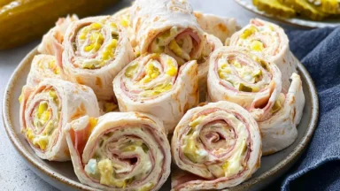 Tasty Pickle Dip Pinwheels Ready to Serve