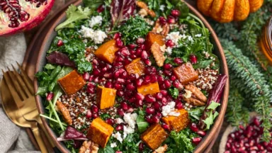 Pomegranate Fall Harvest Salad with Seasonal Ingredients