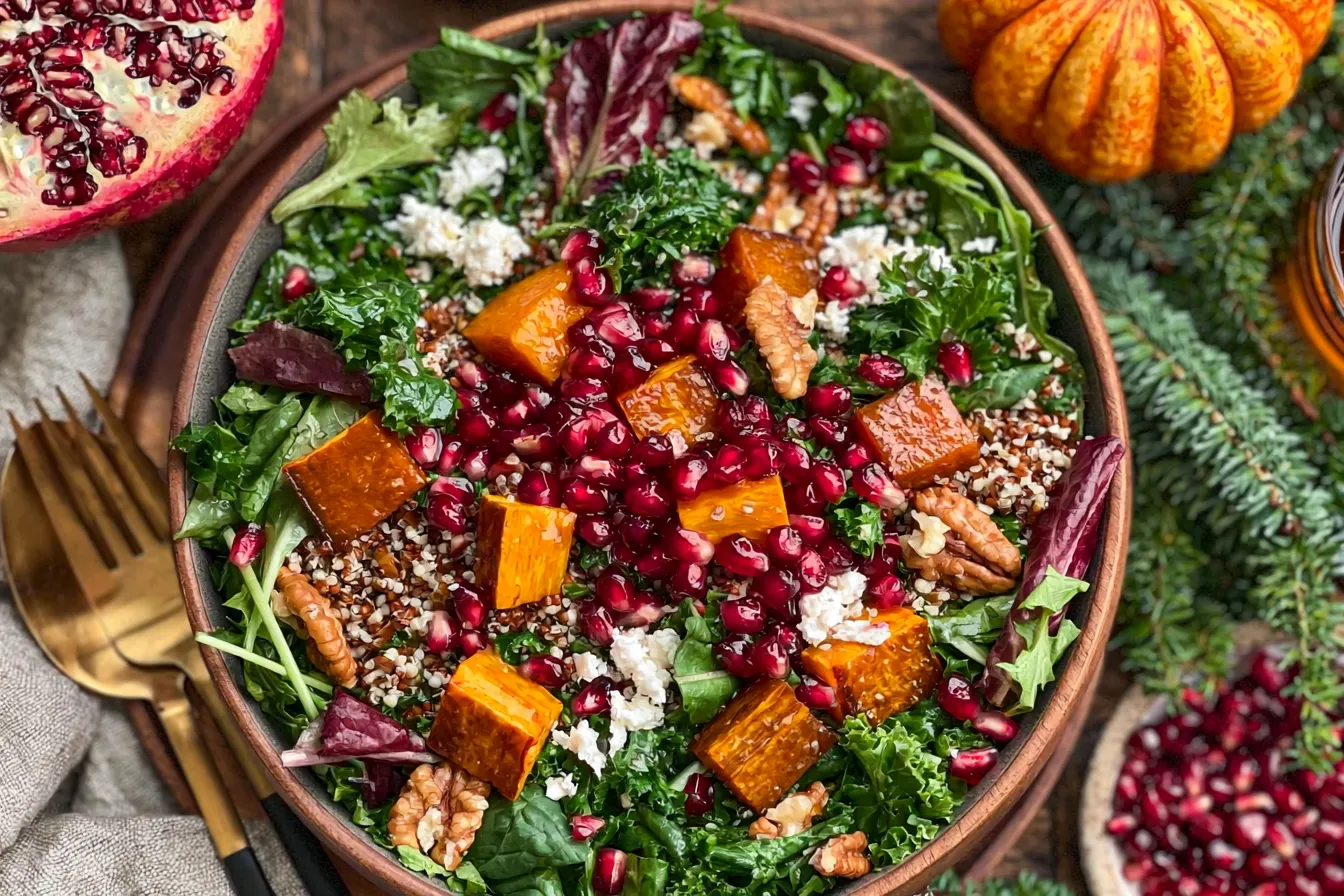 Pomegranate Fall Harvest Salad with Seasonal Ingredients
