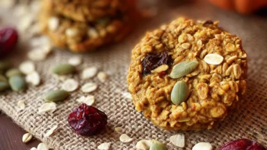 Delicious Pumpkin Breakfast Cookies on a Wooden Table