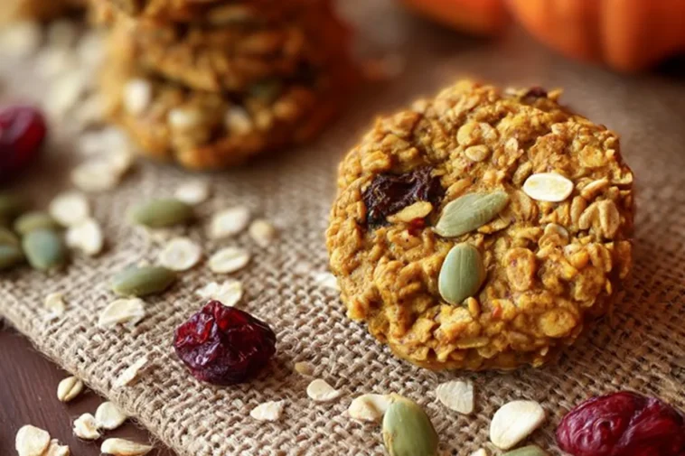 Delicious Pumpkin Breakfast Cookies on a Wooden Table