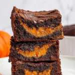 Homemade Pumpkin Brownies with Chocolate Drizzle
