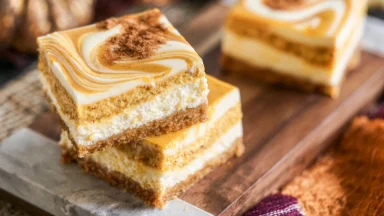 Pumpkin Cheesecake Bars Freshly Baked and Delicious
