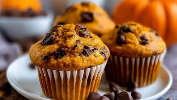Pumpkin Chocolate Chip Muffins Fresh Out of the Oven