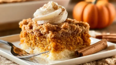 Pumpkin Dump Cake Freshly Baked and Ready to Serve