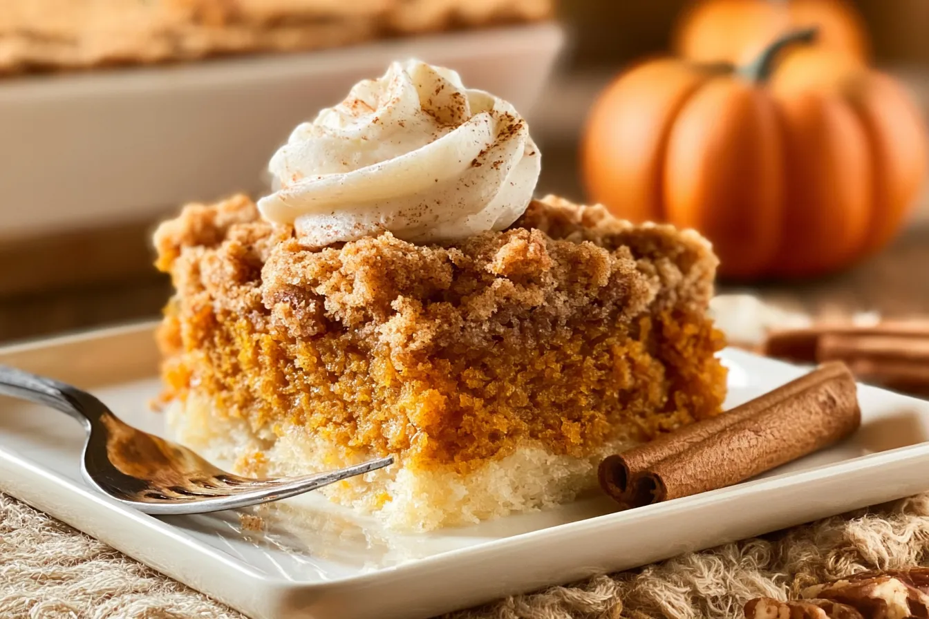 Pumpkin Dump Cake Freshly Baked and Ready to Serve