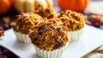 Pumpkin Morning Glory Muffins on a Wooden Table