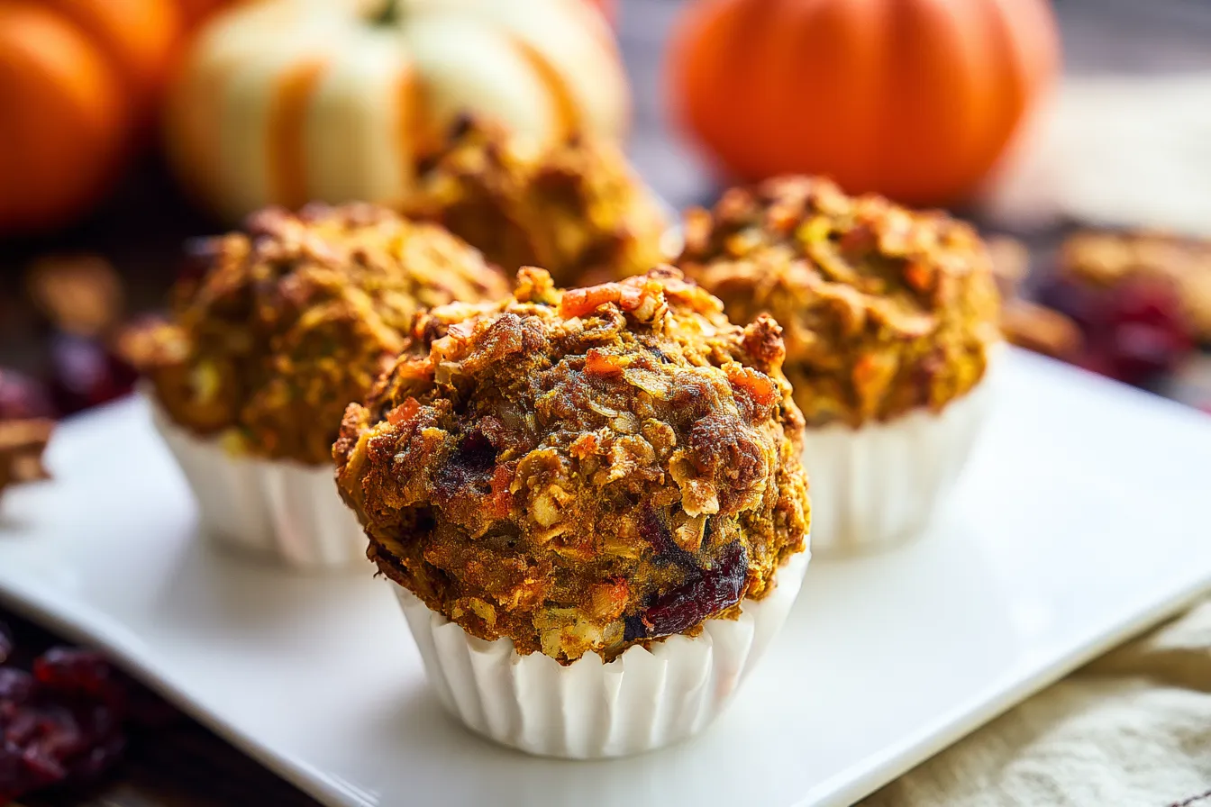 Pumpkin Morning Glory Muffins on a Wooden Table
