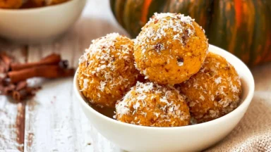 Pumpkin Protein Balls Without Oats in a Bowl