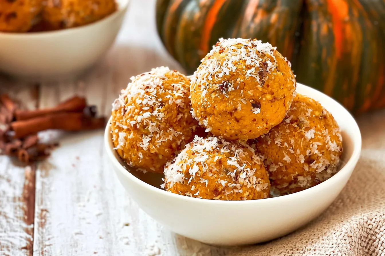 Pumpkin Protein Balls Without Oats in a Bowl
