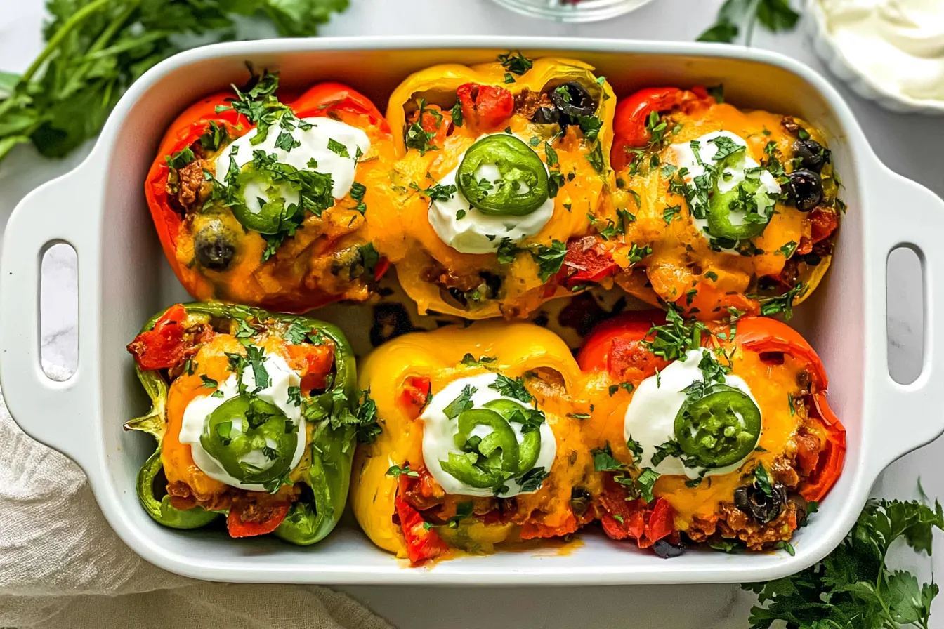 Delicious Quick and Easy Taco Stuffed Peppers with Ground Turkey
