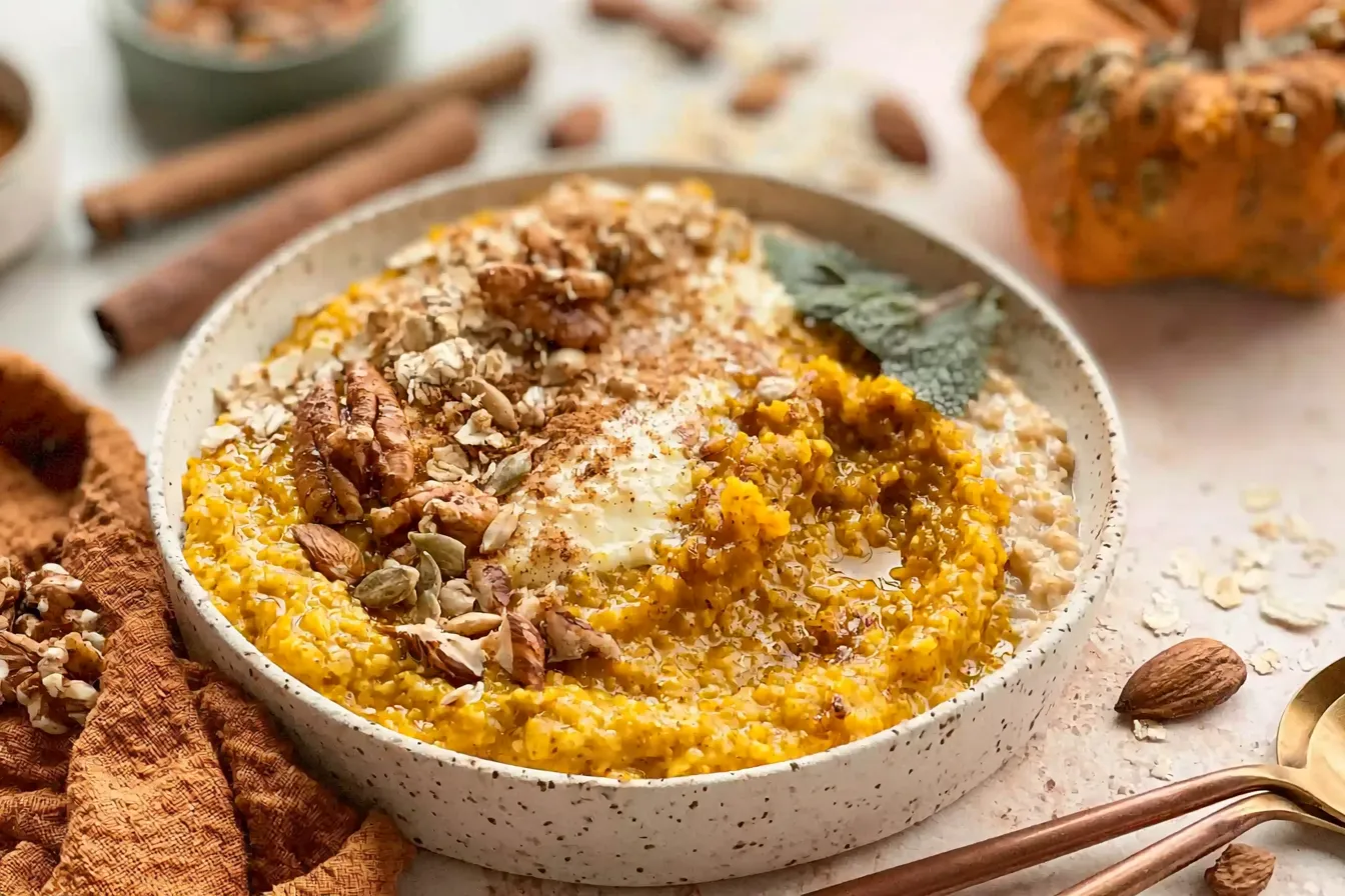 Quick Pumpkin Oatmeal Served in a Cozy Bowl