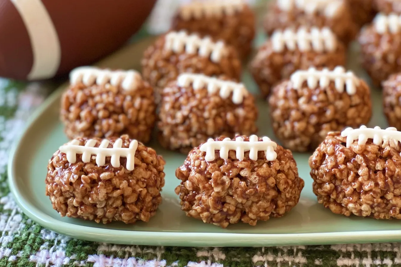 Rice Krispie Treat Footballs on a Game Day Table