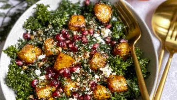 Roasted Butternut Squash and Kale Salad on a Plate