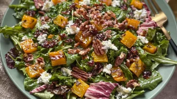 Roasted Butternut Squash Salad with Greens and Nuts