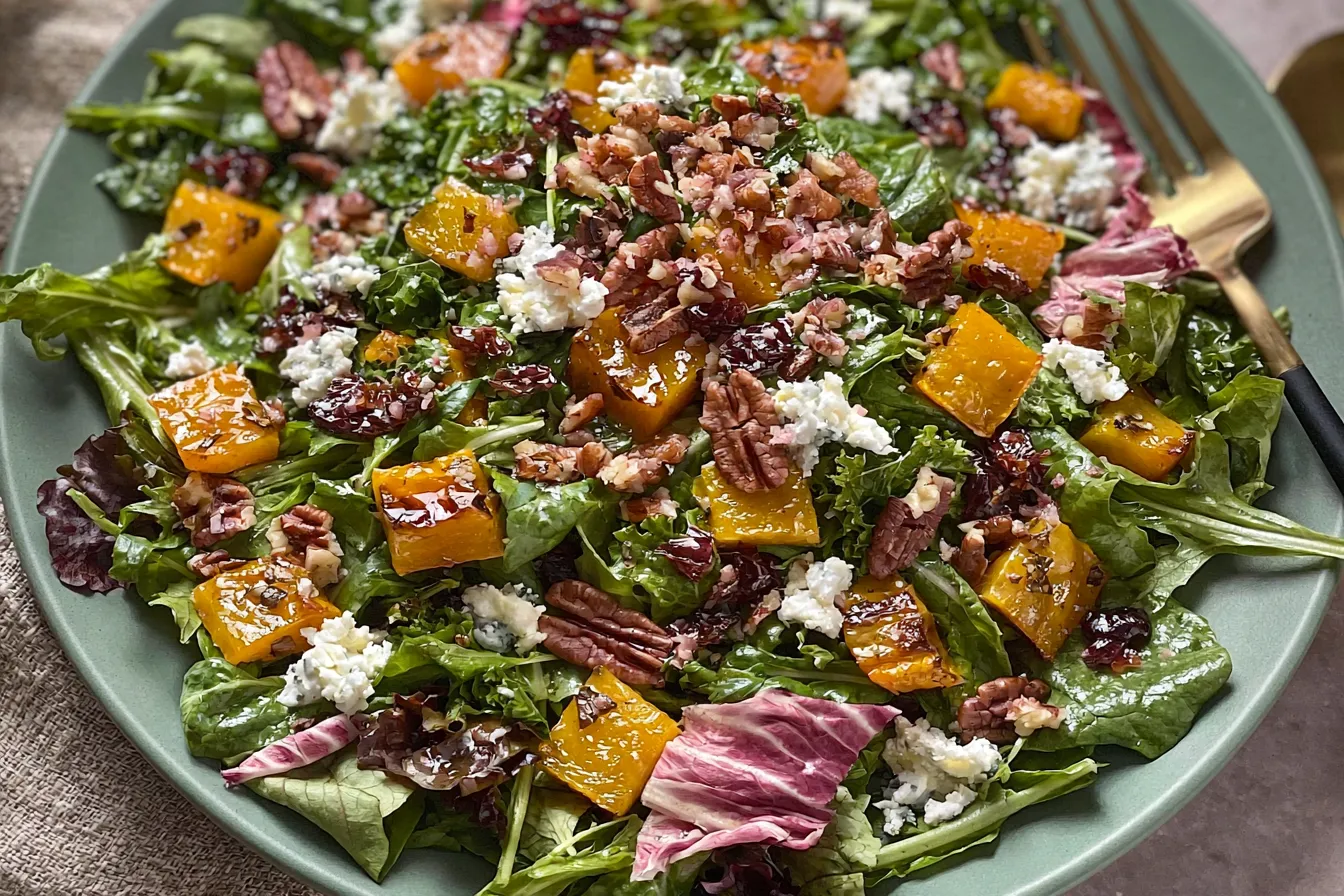 Roasted Butternut Squash Salad with Greens and Nuts