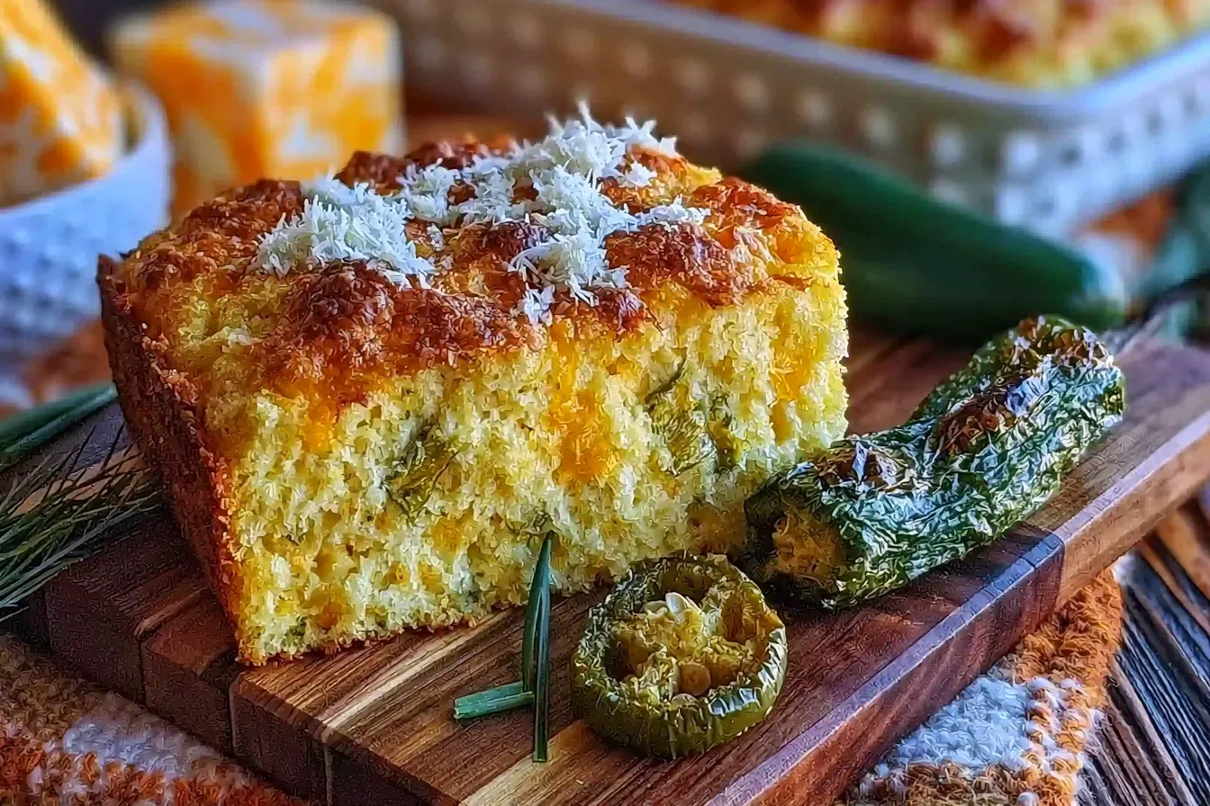 Roasted Hatch Chili Cheddar Cornbread Freshly Baked