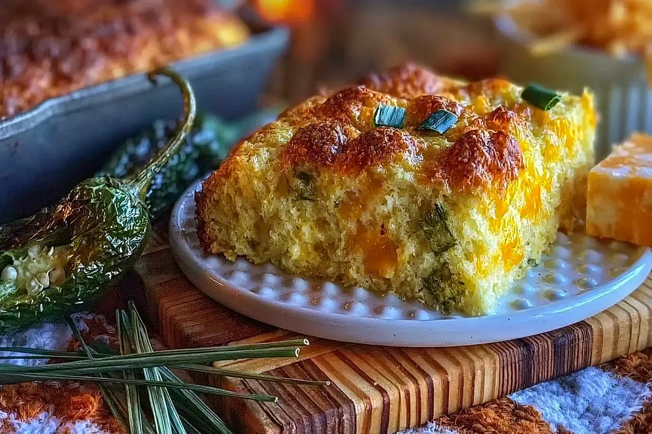 Roasted Hatch Chili Cheddar Cornbread Recipe Easy Spicy Moist Dinner