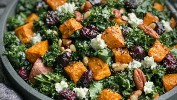 Colorful Roasted Sweet Potato Kale Salad