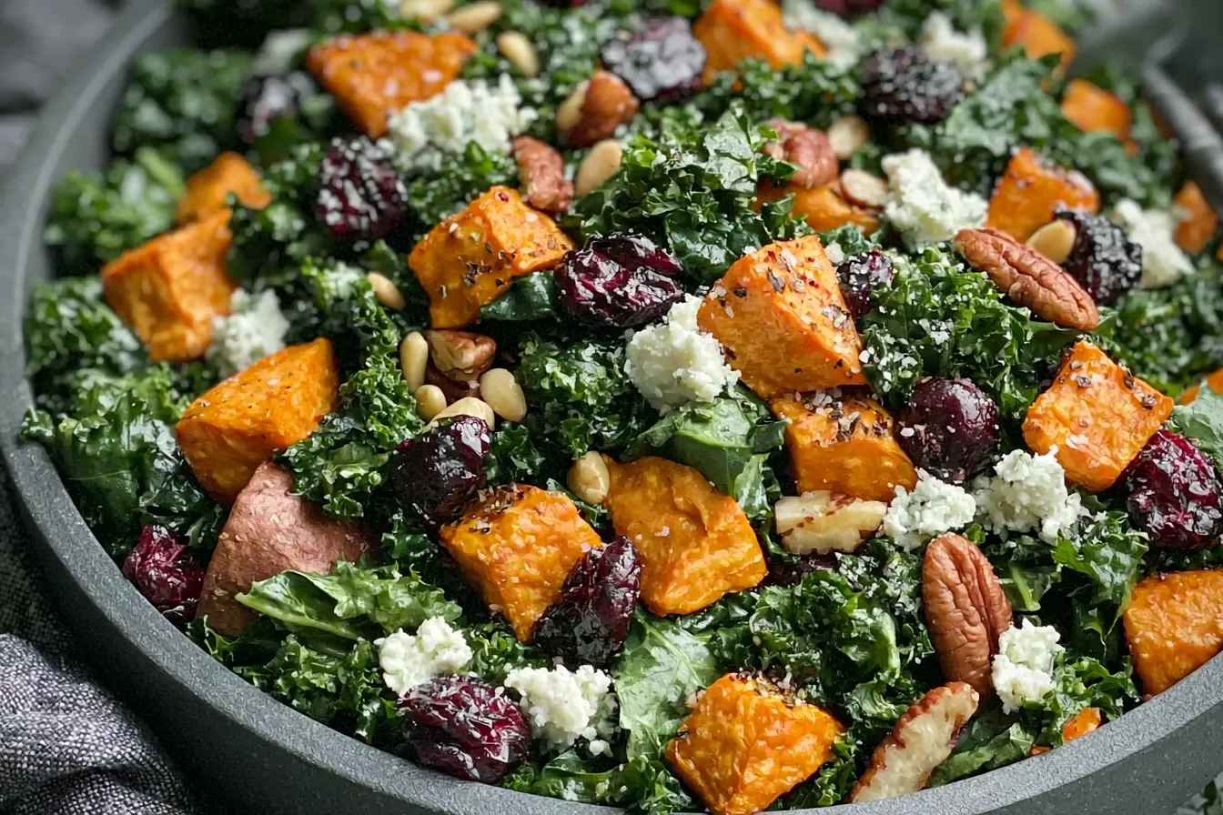 Colorful Roasted Sweet Potato Kale Salad