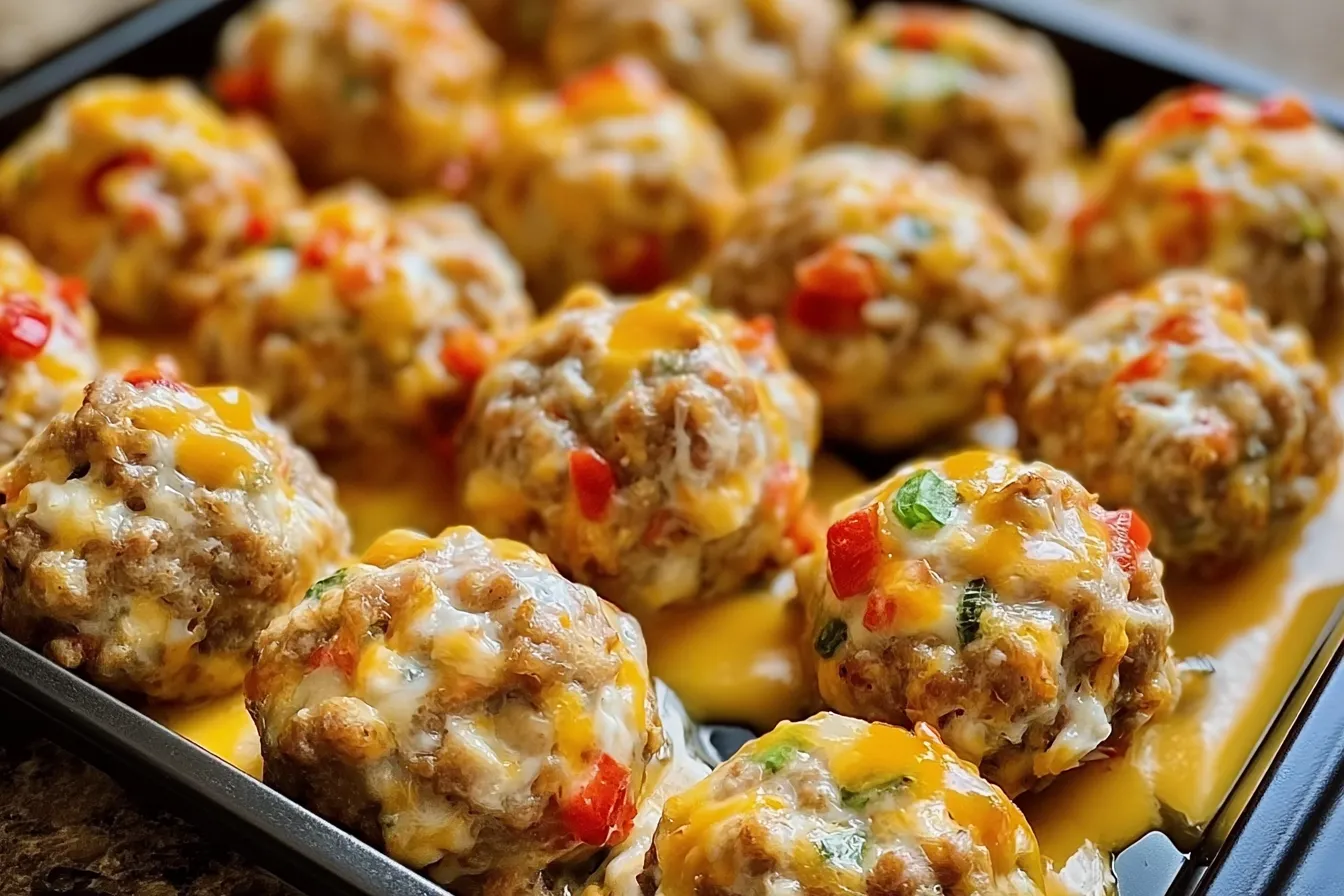 Delicious Rotel Cream Cheese Sausage Balls Freshly Baked