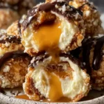 Salted Caramel Pretzel Cheesecake Balls on a Plate