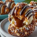 Salted Caramel Pretzel Cheesecake Balls: Indulge in Bliss 14 Salted Caramel Pretzel Cheesecake Balls on a Plate