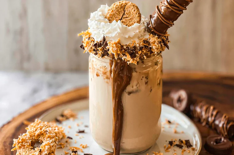 Samoas Iced Coffee in a Glass