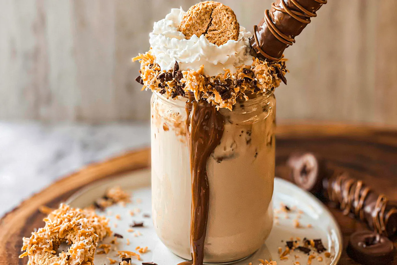 Samoas Iced Coffee in a Glass