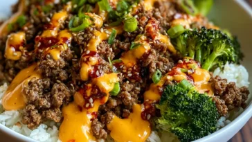 Savory Korean Ground Beef Bowls with Zesty Spicy Mayo