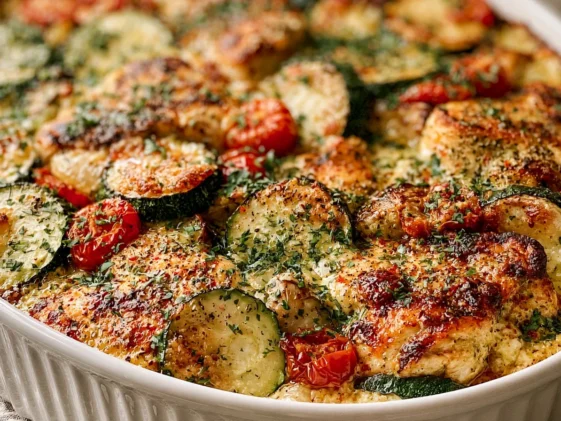 Savory Mediterranean Chicken Zucchini Bake - Freshly Made