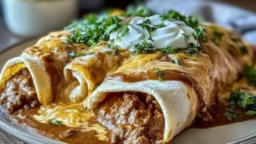 Savory Smothered Ground Beef Burritos with Creamy Chipotle Delight