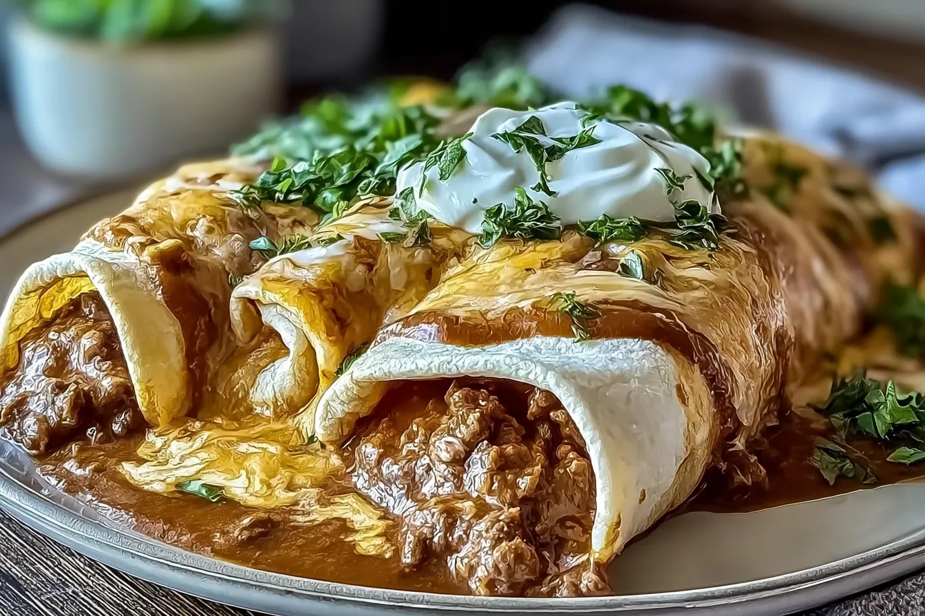 Savory Smothered Ground Beef Burritos with Creamy Chipotle Delight