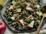 Simple Kale Apple Walnut Salad Plated with Fresh Ingredients