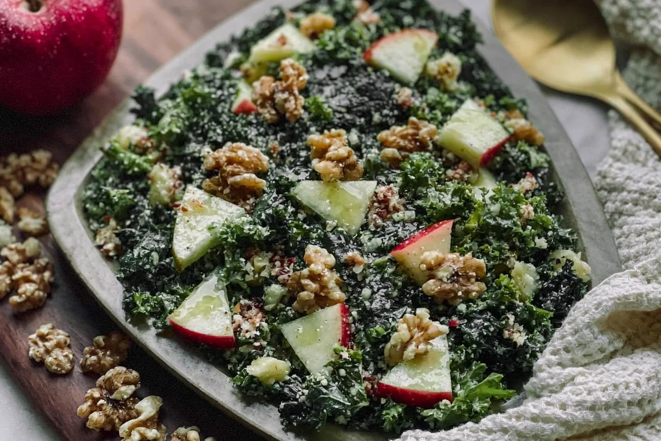 Simple Kale Apple Walnut Salad