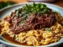 Slow-Cooked Beef Shoulder with Garlic Orzo Dish