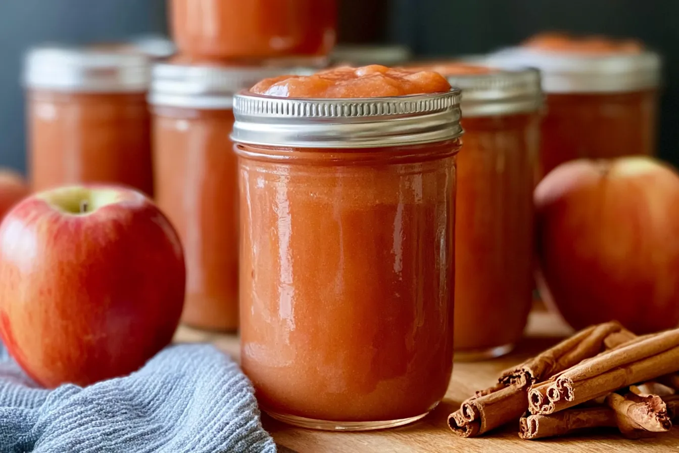 Delicious Slow Cooker Applesauce {for canning} in a Jar