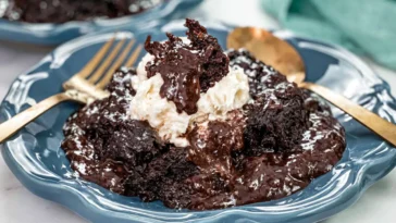 Slow Cooker Brownie Pudding Served in a Bowl