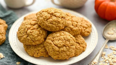 Soft and Chewy Pumpkin Oatmeal Cookies Freshly Baked
