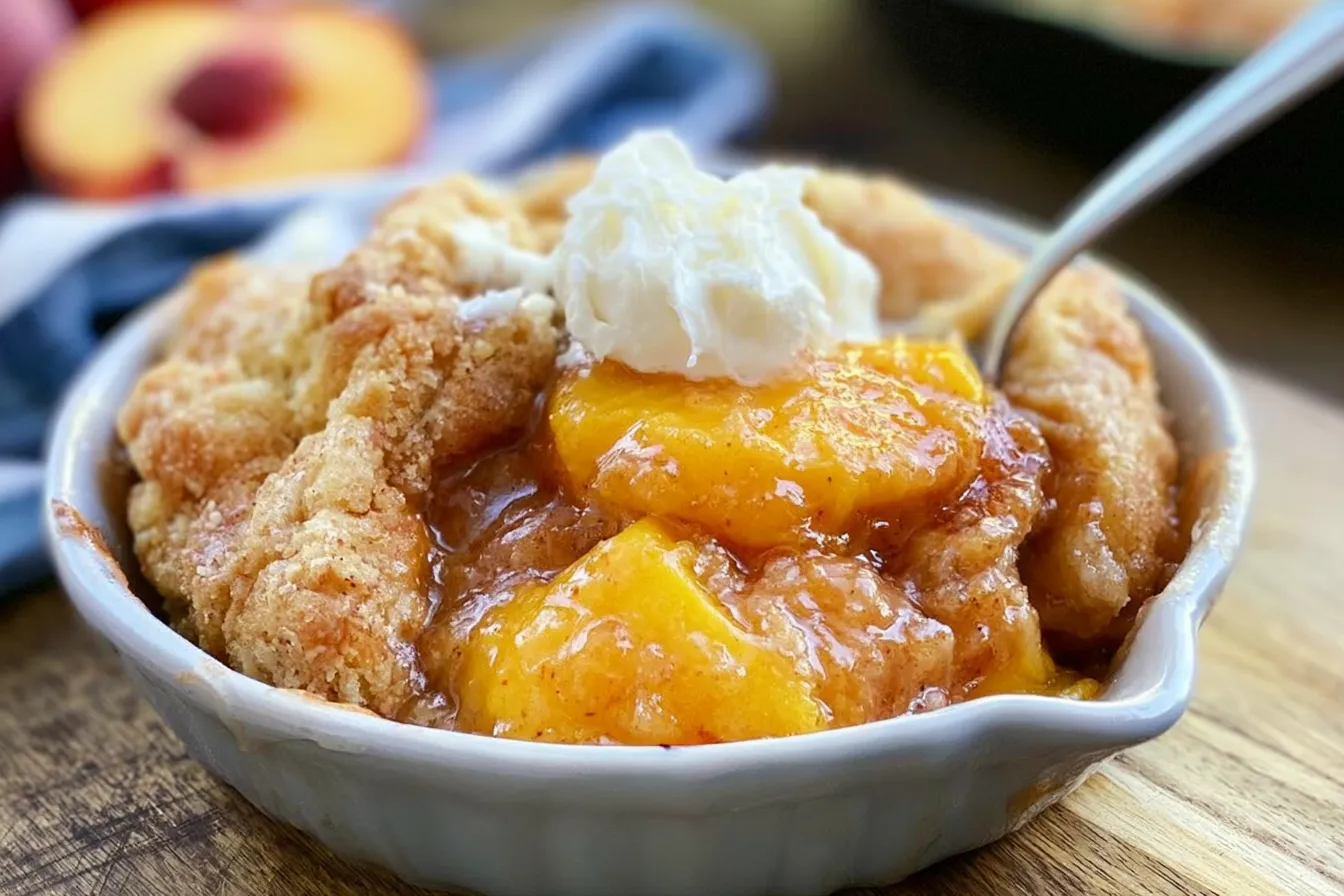 Southern Peach Cobbler: A Delicious Southern Delight 3 Southern Peach Cobbler Freshly Baked and Ready to Serve