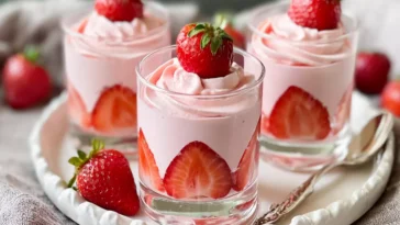 Delicious Strawberry Mousse in Elegant Dessert Cups