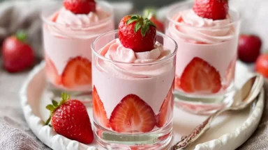 Delicious Strawberry Mousse in Elegant Dessert Cups