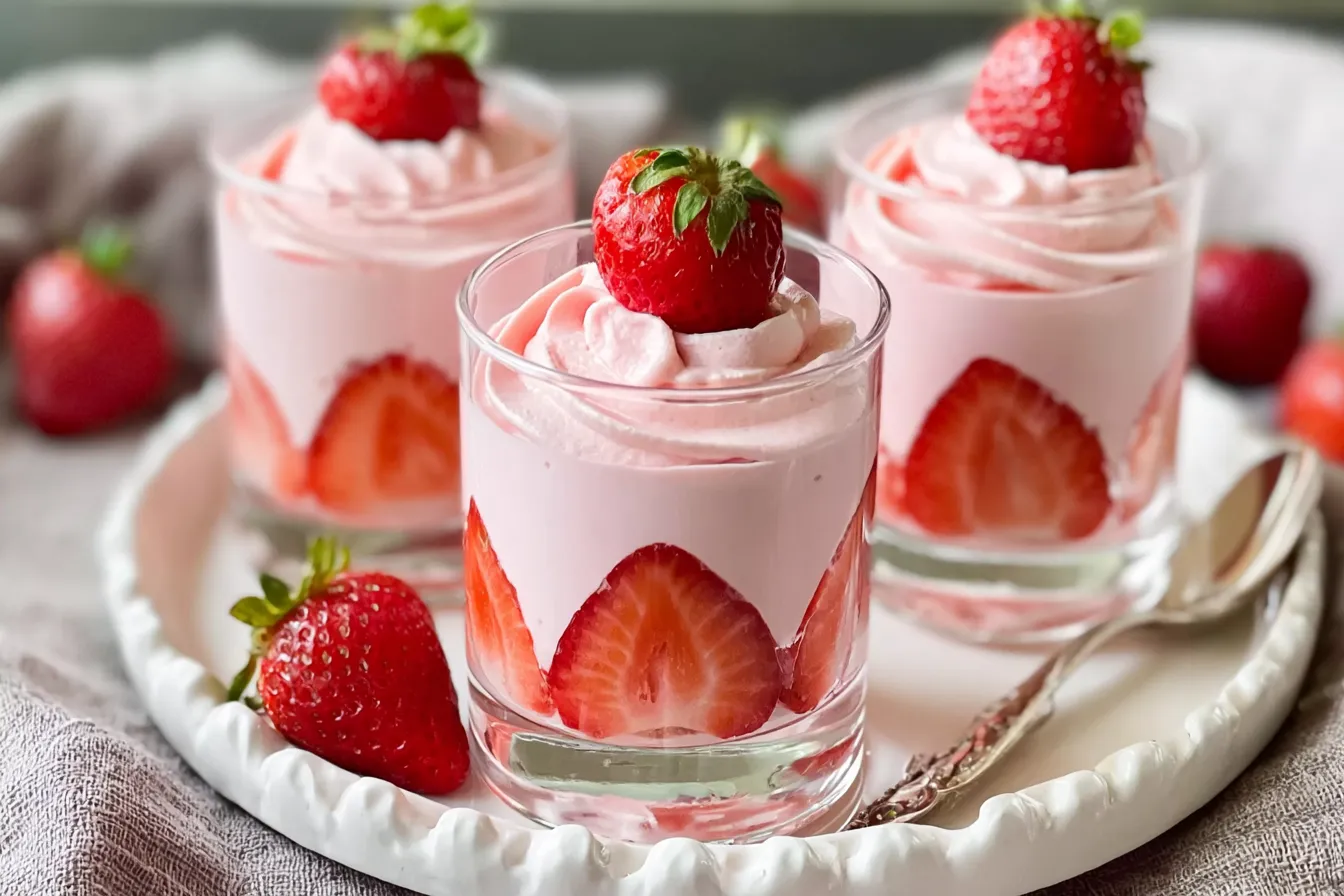 Delicious Strawberry Mousse in Elegant Dessert Cups