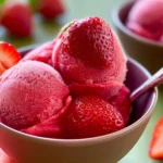 Fresh Strawberry Sorbet in a Bowl
