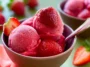 Fresh Strawberry Sorbet in a Bowl